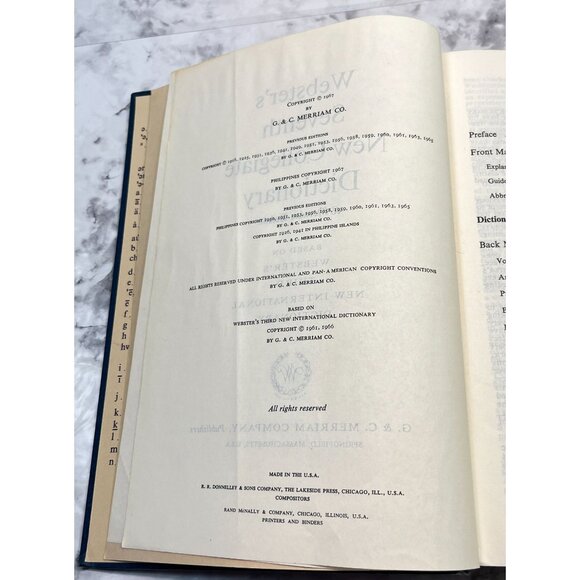 Vintage 1967 Websters Seventh New Collegiate Dictionary Hardcover Blue with Gold - Picture 3 of 16